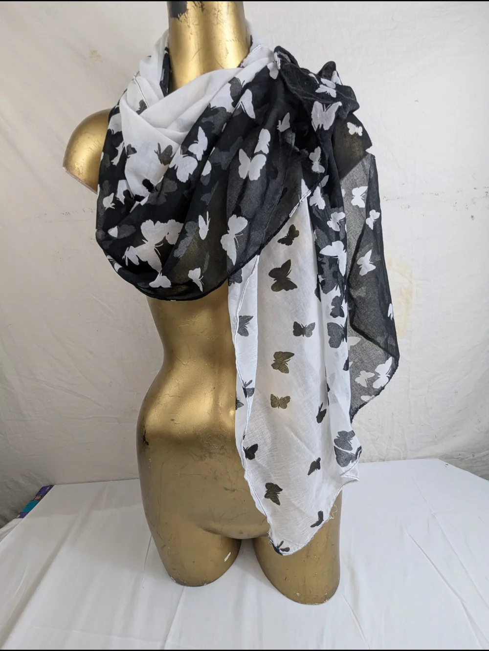 Butterfly Print Scarf Black and White Scarf